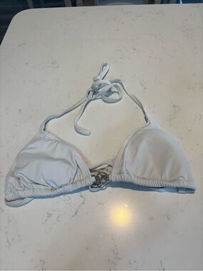 MICHAEL Michael Kors White Triangle Bikini Top with Metal Ring